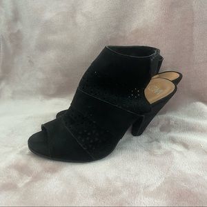 Black open toed laserc cut “shooties”